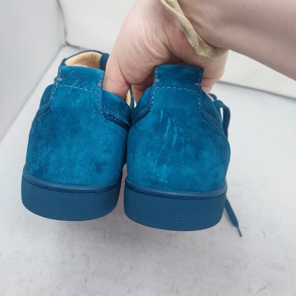 Christian Louboutin Blue WOMENS Louis Junior Strass Bejeweled Low Top Sneaker - Picture 10 of 12